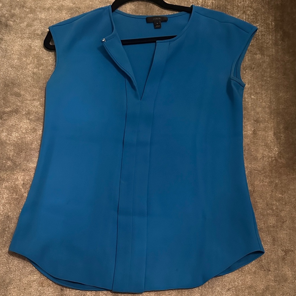 J. Crew Teal Cap Sleeve Blouse
